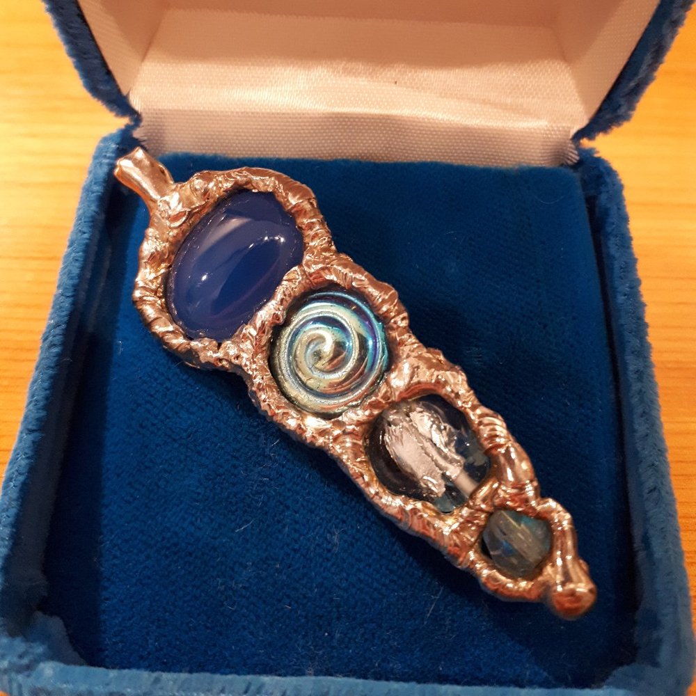 Pendant - Blue - Artisan Piece - Silver